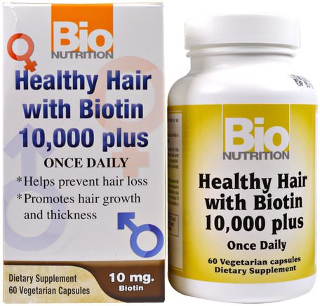 Healthy Hair with Biotin 10.000 Plus, 60 Veggie Caps by Bio Nutrition-Hälsa, Kvinnor, Hårtillskott, Nageltillskott, Hudtillskott