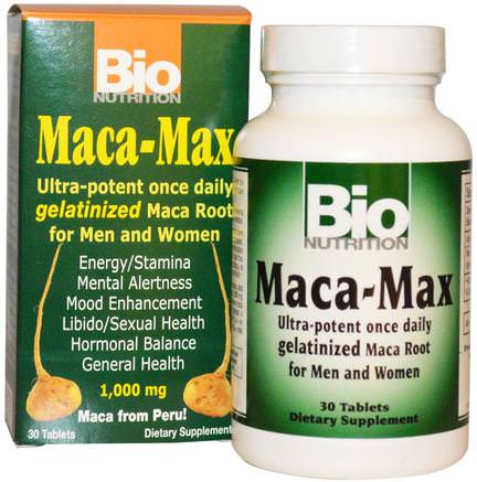 Maca Max, 1.000 mg, 30 Tablets by Bio Nutrition-Kosttillskott, Adaptogen, Män, Maca