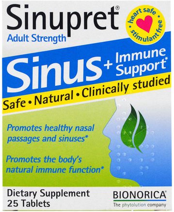 Sinupret, Sinus + Immune Support, Adult Strength, 25 Tablets by Bionorica-Hälsa, Nasal Hälsa, Nasal