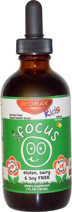 Boost Attention & Remove Toxins, Kids, Citrus Flavor, 4 fl oz (120 ml) by Bioray NDF Focus-Hälsa, Uppmärksamhet Underskott Störning, Lägg Till, Adhd, Hjärna