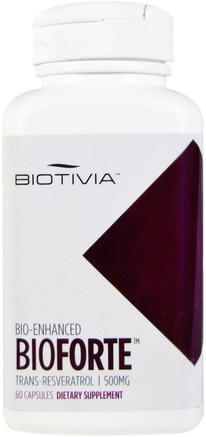 Bioforte, Trans-Resveratrol, 500 mg, 60 Capsules by Biotivia-Kosttillskott, Resveratrol