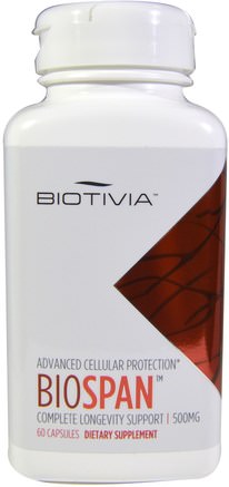 Biospan, 500 mg, 60 Capsules by Biotivia-Skönhet, Anti-Åldrande