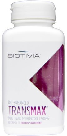 Transmax, 500 mg, 60 Capsules by Biotivia-Kosttillskott, Resveratrol