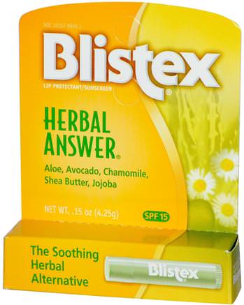 Herbal Answer, Lip Protectant/Sunscreen, SPF 15, 0.15 oz (4.25 g) by Blistex-Bad, Skönhet, Läppvård, Blistex Läppspecifik, Läppsolskydd