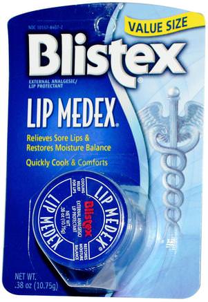 Lip Medex, External Analgesic Lip Protectant.38 oz (10.75 g) by Blistex-Bad, Skönhet, Läppvård, Blistex Läppspecifik