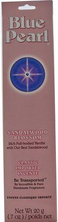 Classic Imported Incense, Sandalwood Blossom, 0.7 oz (20 g) by Blue Pearl-Bad, Skönhet, Aromterapi Eteriska Oljor, Rökelse, Blå Pärla Ursprungliga Rökelse