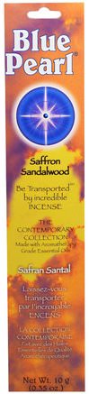 The Contemporary Collection, Saffron Sandalwood Incense, 0.35 oz (10 g) by Blue Pearl-Bad, Skönhet, Aromterapi Eteriska Oljor, Rökelse, Tillskott, Saffran