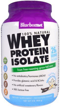 100% Natural Whey Protein Isolate, Natural French Vanilla, 2 lbs (924 g) by Bluebonnet Nutrition-Kosttillskott, Protein, Vassleprotein, Vassleprotein Odenaturerad