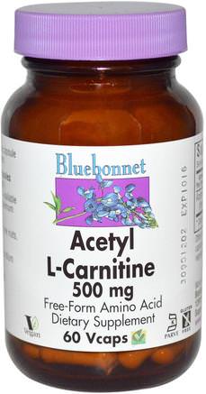 Acetyl L-Carnitine, 500 mg, 60 Vcaps by Bluebonnet Nutrition-Kosttillskott, Aminosyror, L Karnitin, Acetyl L Karnitin