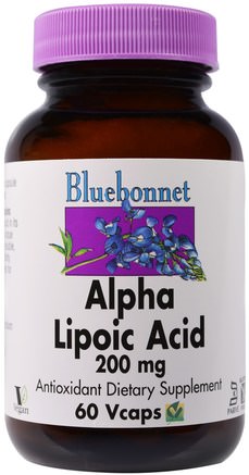 Alpha Lipoic Acid, 200 mg, 60 Vcaps by Bluebonnet Nutrition-Kosttillskott, Antioxidanter, Alfa-Liposyra, Alfa-Liposyra 200 Mg