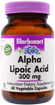 Alpha Lipoic Acid, 300 mg, 60 Veggie Caps by Bluebonnet Nutrition-Kosttillskott, Antioxidanter, Alfa-Liposyra, Alfa-Liposyra 300 Mg