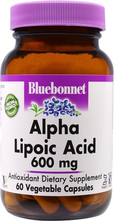 Alpha Lipoic Acid, 600 mg, 60 Veggie Caps by Bluebonnet Nutrition-Kosttillskott, Antioxidanter, Alfa-Liposyra, Alfa-Liposyra 600 Mg