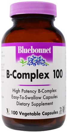 B-Complex 100, 100 Veggie Caps by Bluebonnet Nutrition-Vitaminer, Vitamin B-Komplex 100