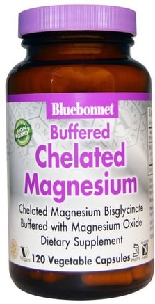 Buffered Chelated Magnesium, 120 Veggie Caps by Bluebonnet Nutrition-Kosttillskott, Mineraler, Magnesiumkelat