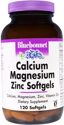 Calcium Magnesium Zinc, 120 Softgels by Bluebonnet Nutrition-Kosttillskott, Mineraler, Kalcium