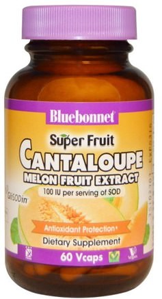 Cantaloupe, Melon Fruit Extract, 100 IU, 60 Vcaps by Bluebonnet Nutrition-Kosttillskott, Antioxidanter, Superoxid Dismutas Sod Glisodin