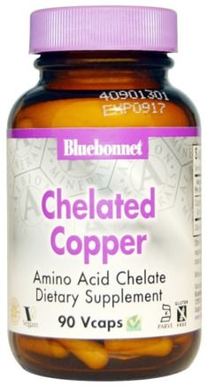 Chelated Copper, 90 Vcaps by Bluebonnet Nutrition-Kosttillskott, Mineraler, Koppar