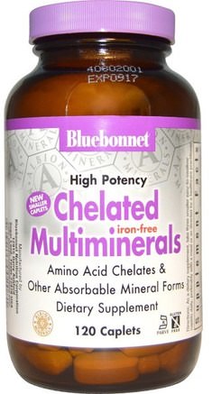 Chelated Multiminerals, Iron Free, 120 Caplets by Bluebonnet Nutrition-Kosttillskott, Mineraler, Flera Mineraler