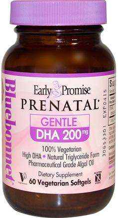 Early Promise Prenatal, Gentle DHA, 200 mg, 60 Veggie Softgels by Bluebonnet Nutrition-Kosttillskott, Efa Omega 3 6 9 (Epa Dha), Prenatala Multivitaminer