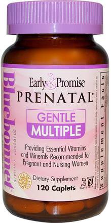 Early Promise, Prenatal, Gentle Multiple, 120 Caplets by Bluebonnet Nutrition-Vitaminer, Prenatala Multivitaminer, Kvinnor
