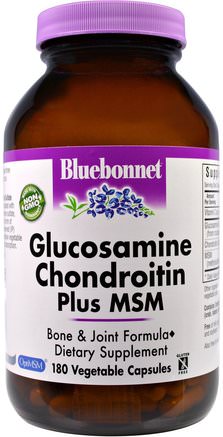 Glucosamine Chondroitin Plus MSM, 180 Veggie Caps by Bluebonnet Nutrition-Kosttillskott, Glukosamin Kondroitin