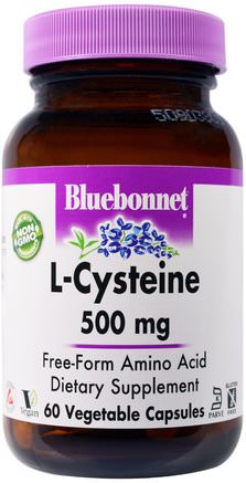 L-Cysteine, 500 mg, 60 Veggie Caps by Bluebonnet Nutrition-Kosttillskott, Aminosyror, L Cystein