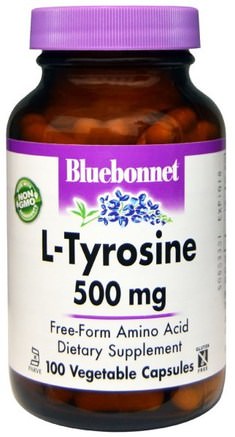 L-Tyrosine, 500 mg, 100 Veggie Caps by Bluebonnet Nutrition-Kosttillskott, Aminosyror, L Tyrosin