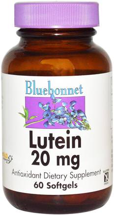 Lutein, 20 mg, 60 Softgels by Bluebonnet Nutrition-Kosttillskott, Antioxidanter, Lutein