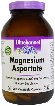 Magnesium Aspartate, 200 Veggie Caps by Bluebonnet Nutrition-Kosttillskott, Mineraler, Magnesium