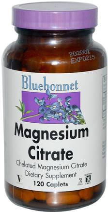Magnesium Citrate, 120 Caplets by Bluebonnet Nutrition-Kosttillskott, Mineraler, Magnesiumcitrat