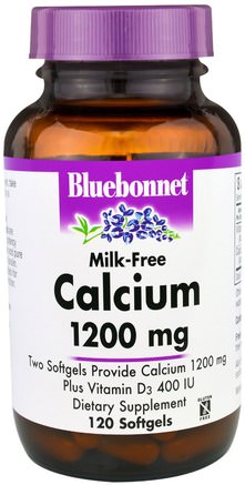 Milk-Free Calcium, 1200 mg, 120 Softgels by Bluebonnet Nutrition-Kosttillskott, Mineraler, Kalciumkarbonat