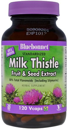 Milk Thistle Fruit & Seed Extract, 120 Veggie Caps by Bluebonnet Nutrition-Hälsa, Detox, Mjölktistel (Silymarin)