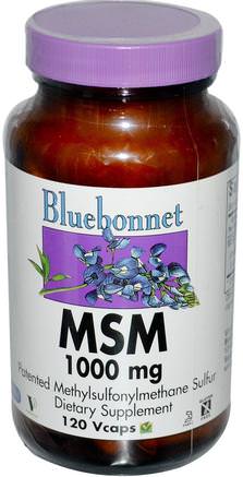 MSM, 1000 mg, 120 Vcaps by Bluebonnet Nutrition-Kosttillskott, Mineraler