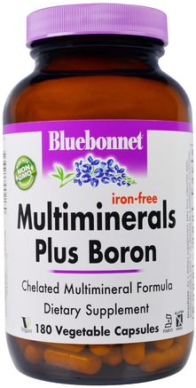 Multiminerals Plus Boron, Iron-Free, 180 Veggie Caps by Bluebonnet Nutrition-Kosttillskott, Mineraler, Flera Mineraler