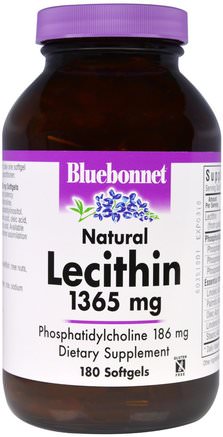 Natural Lecithin, 1365 mg, 180 Softgels by Bluebonnet Nutrition-Kosttillskott, Lecitin