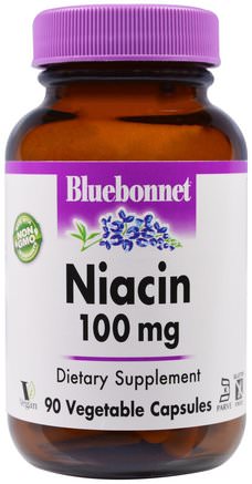 Niacin, 100 mg, 90 Veggie Caps by Bluebonnet Nutrition-Vitaminer, Vitamin B, Vitamin B3, Vitamin B3 - Niacin