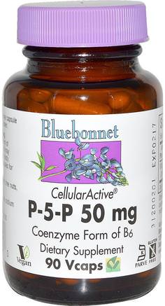 P-5-P, 50 mg, 90 Veggie Caps by Bluebonnet Nutrition-Vitaminer, Vitamin B, Vitamin B6 - Pyridoxin, P 5 P (Pyridoxalfosfat)
