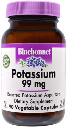 Potassium, 99 mg, 90 Veggie Caps by Bluebonnet Nutrition-Kosttillskott, Mineraler, Kalium
