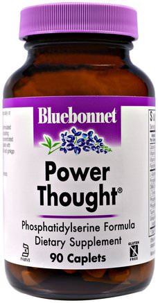 Power Thought, 90 Caplets by Bluebonnet Nutrition-Hälsa, Uppmärksamhet Underskott Störning, Lägg Till, Adhd, Hjärna, Örter, Ginkgo Biloba