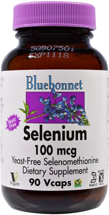 Selenium, 100 mcg, 90 Vcaps by Bluebonnet Nutrition-Kosttillskott, Antioxidanter, Selen, Mineraler