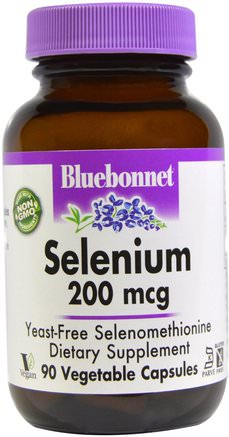 Selenium, Yeast-Free Selenomethionine, 200 mcg, 90 Veggie Caps by Bluebonnet Nutrition-Kosttillskott, Antioxidanter, Selen, Mineraler
