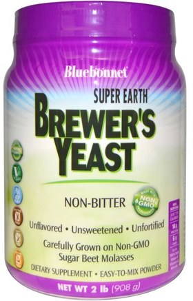 Super Earth Brewers Yeast, Unflavored, 2 lb (908 g) by Bluebonnet Nutrition-Mat, Bakhjälpmedel, Bryggarejäst, Tillskott, Superfoods