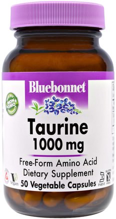 Taurine, 1.000 mg, 50 Veggie Caps by Bluebonnet Nutrition-Kosttillskott, Aminosyror, Taurin