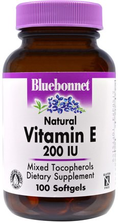 Vitamin E, 200 IU, 100 Softgels by Bluebonnet Nutrition-Vitaminer, Vitamin E