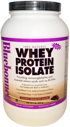 Whey Protein Isolate, Natural Chocolate Flavor, 2 lbs (924 g) by Bluebonnet Nutrition-Kosttillskott, Protein, Sportprotein