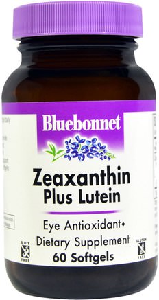 Zeaxanthin Plus Lutein, 60 Softgels by Bluebonnet Nutrition-Kosttillskott, Karotenoider, Zeaxanthin, Hälsa, Ögonvård, Visionvård