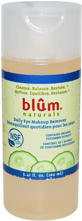 Daily Eye Makeup Remover, 5.4 fl oz (160 ml) by Blum Naturals-Skönhet, Ansiktsvård, Sminkborttagare