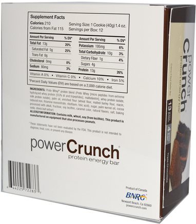 Power Crunch Protein Energy Bar Original, Triple Chocolate, 12 Bars, 1.4 oz (40 g) Each by BNRG-Sport, Protein Barer