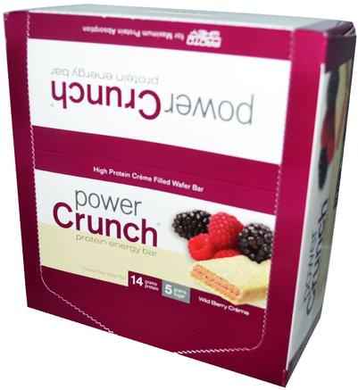 Power Crunch Protein Energy Bar, Wild Berry Creme, 12 Bars, 1.4 oz (40 g) Each by BNRG-Sport, Protein Barer