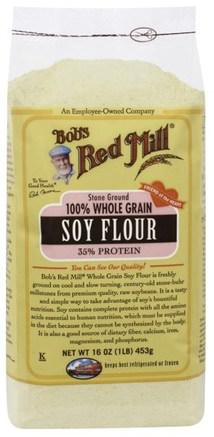 100% Whole Grain Soy Flour, 16 oz (453 g) by Bobs Red Mill-Mat, Mjöl Och Blandningar, Sojaprodukter